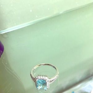 Sterling silver .925 Blue Topaz with crystals